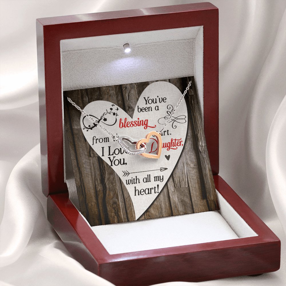 To My Daughter - You've Been A Blessing - Interlocking Hearts Necklace - Celeste Jewel
