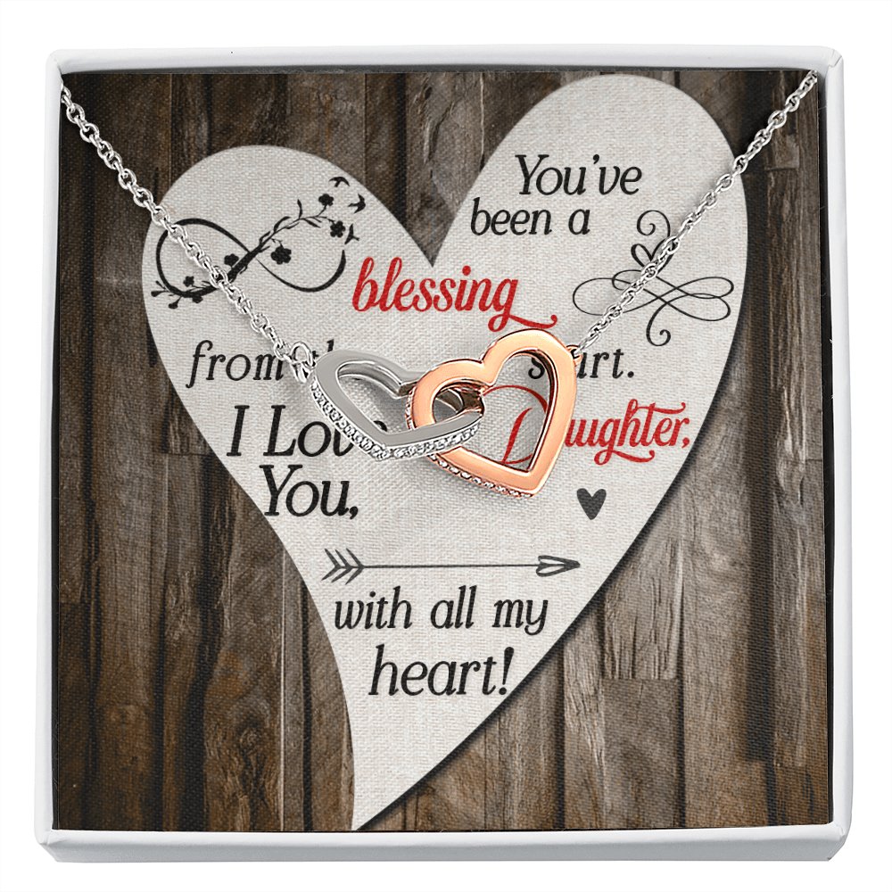 To My Daughter - You've Been A Blessing - Interlocking Hearts Necklace - Celeste Jewel