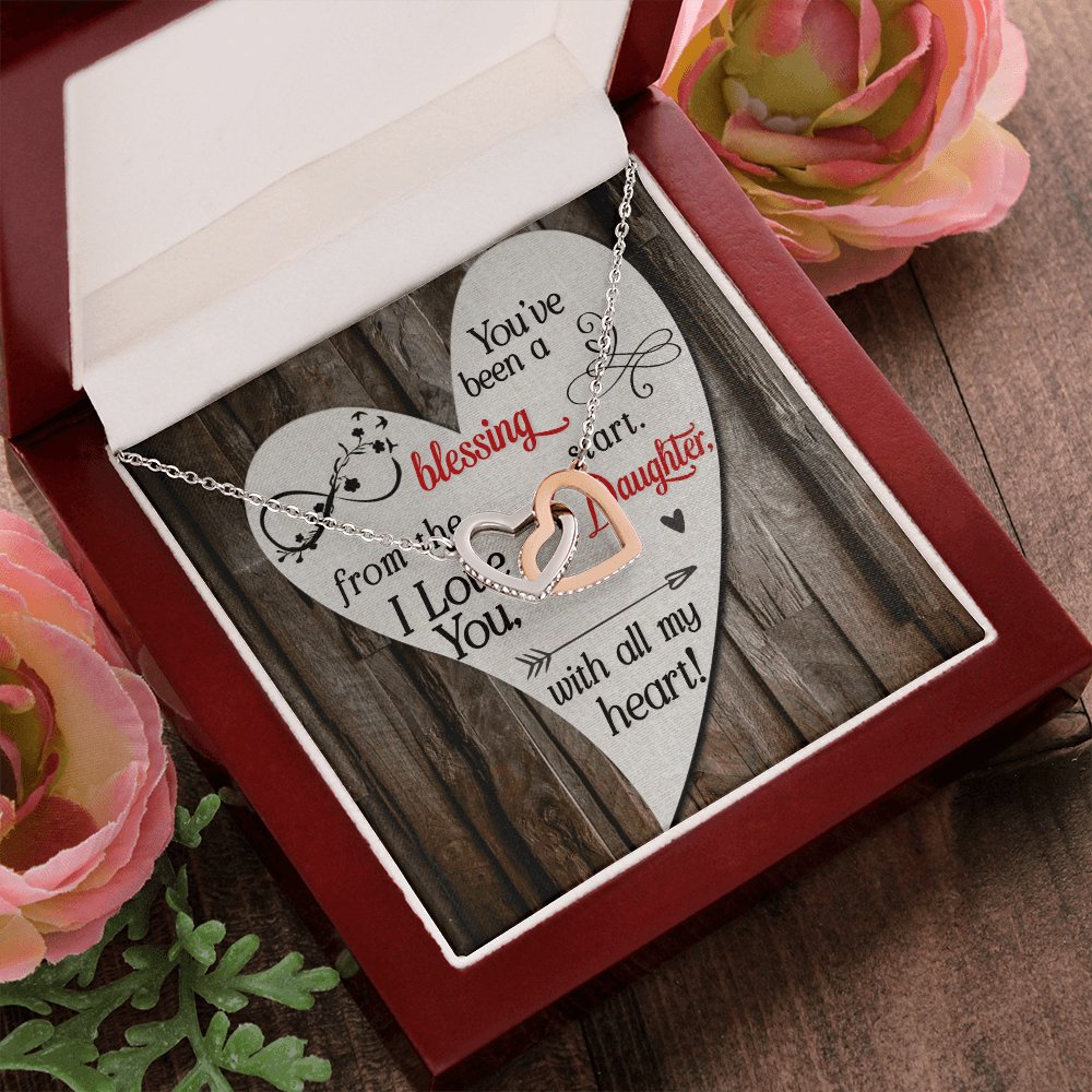 To My Daughter - You've Been A Blessing - Interlocking Hearts Necklace - Celeste Jewel