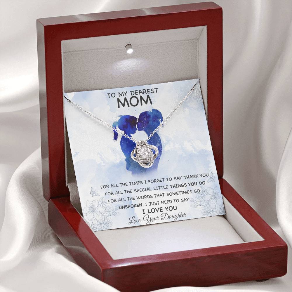 To My Dearest Mom - I Love You - Love Knot Necklace - Celeste Jewel