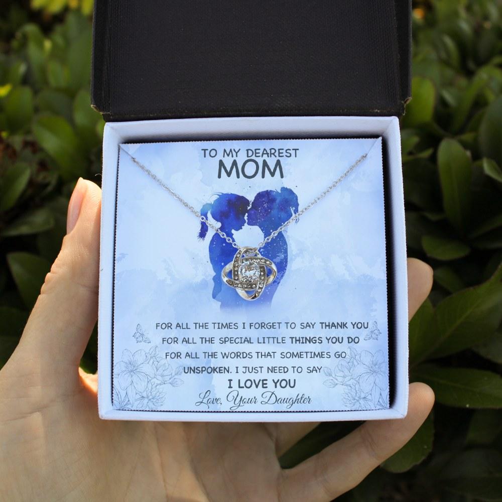 To My Dearest Mom - I Love You - Love Knot Necklace - Celeste Jewel