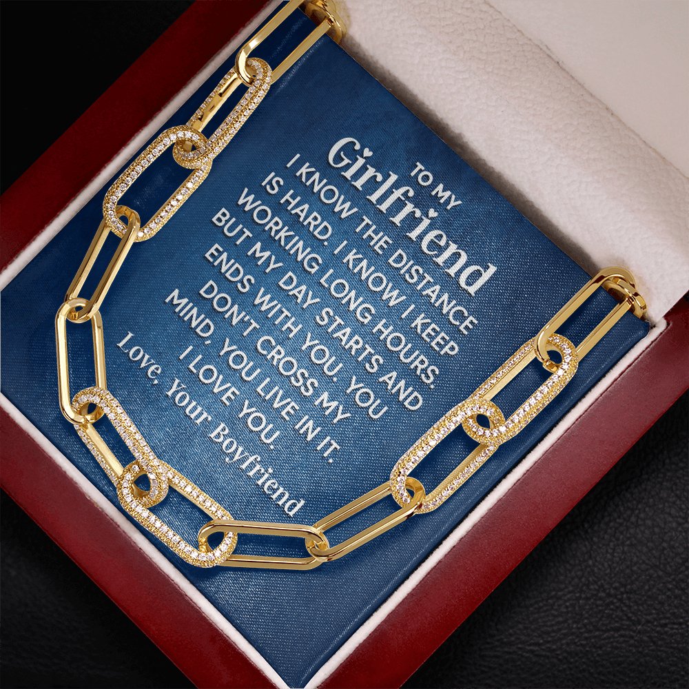 To My Girlfriend - I Know The Distance Is Hard - Forever Linked Necklace - Celeste Jewel