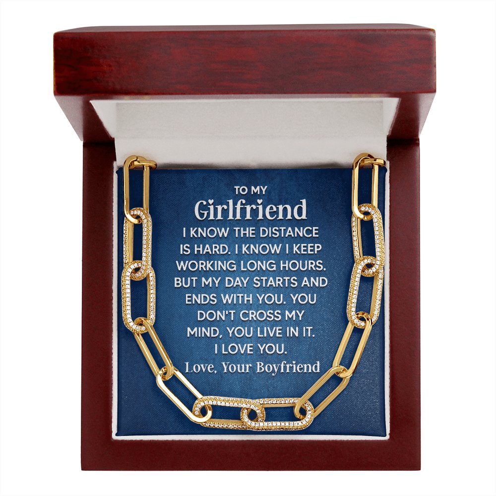 To My Girlfriend - I Know The Distance Is Hard - Forever Linked Necklace - Celeste Jewel