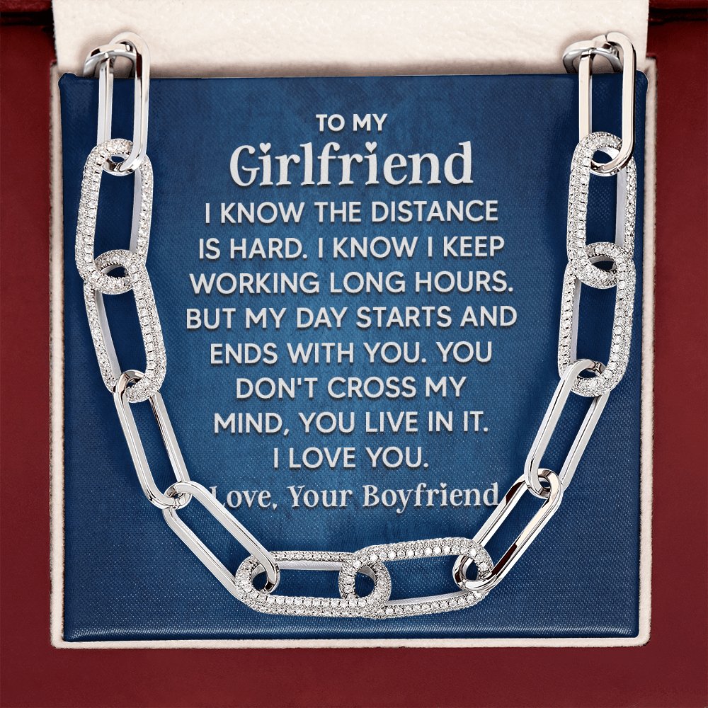 To My Girlfriend - I Know The Distance Is Hard - Forever Linked Necklace - Celeste Jewel