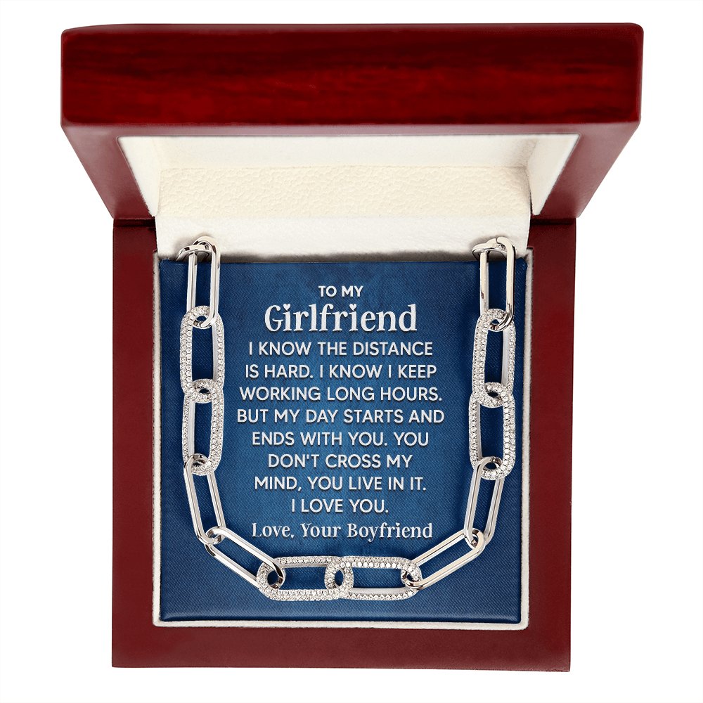 To My Girlfriend - I Know The Distance Is Hard - Forever Linked Necklace - Celeste Jewel