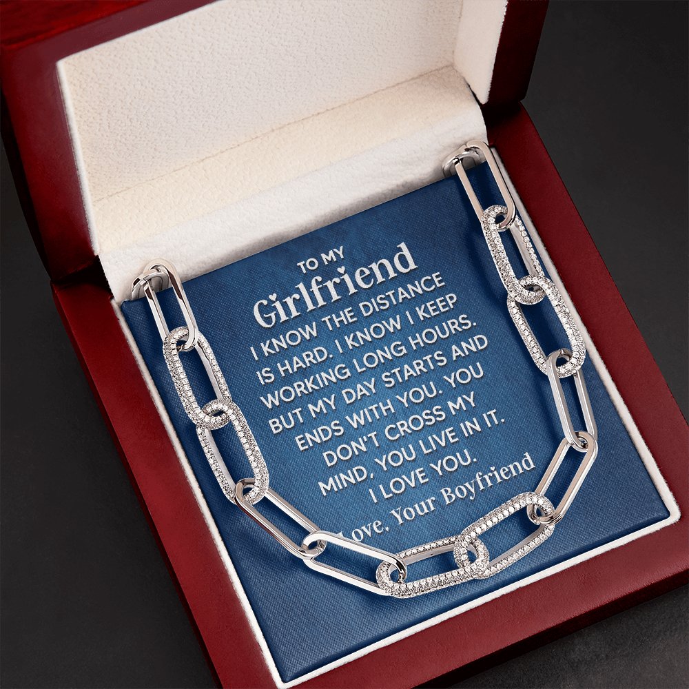 To My Girlfriend - I Know The Distance Is Hard - Forever Linked Necklace - Celeste Jewel