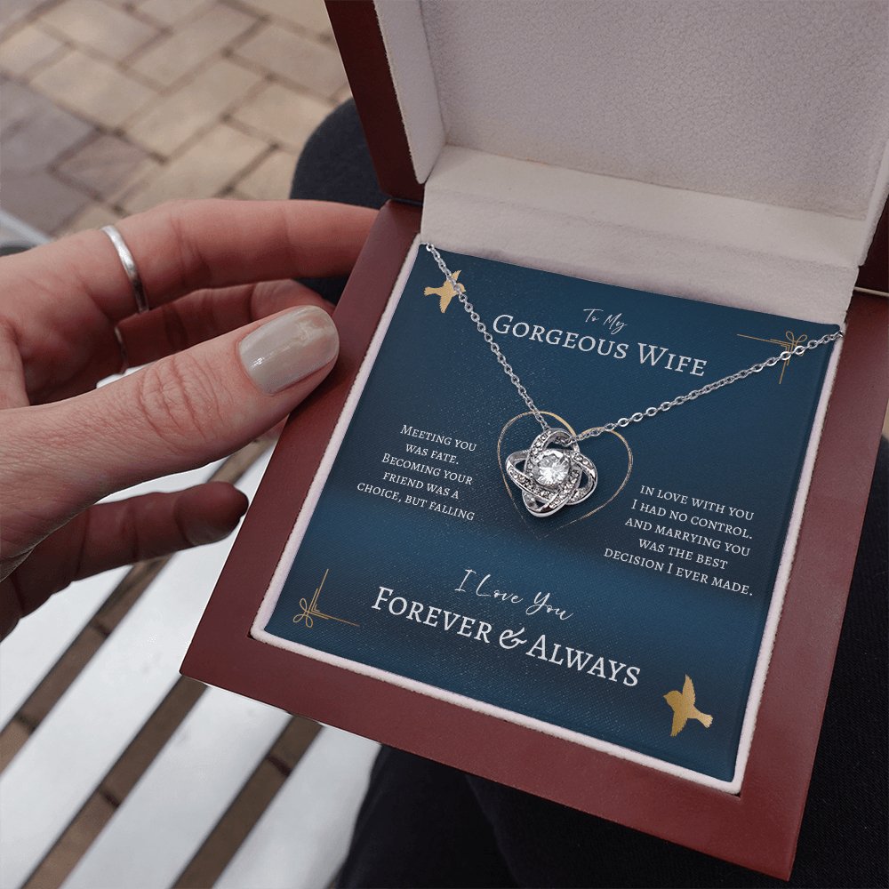 To My Gorgeous Wife - Meeting You Was Fate - Love Knot Necklace - Celeste Jewel
