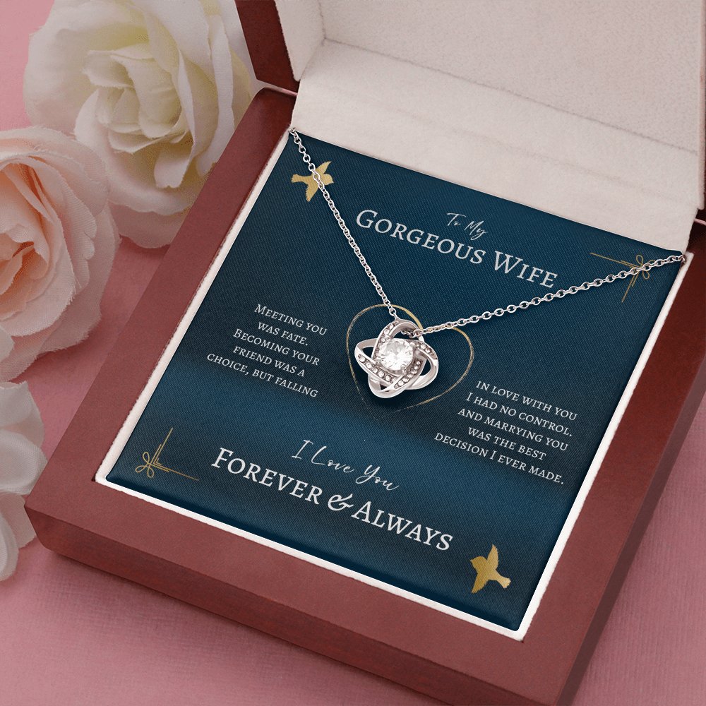 To My Gorgeous Wife - Meeting You Was Fate - Love Knot Necklace - Celeste Jewel