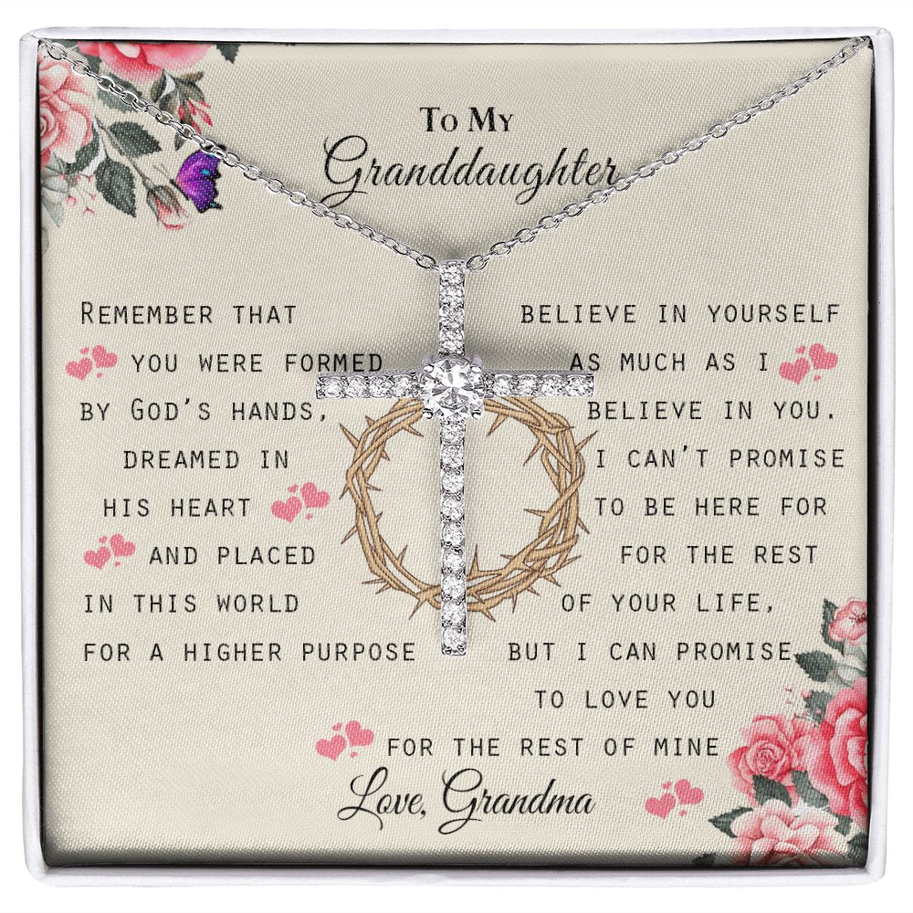 To My Granddaughter - A Higher Purpose - Cubic Zirconia Cross Necklace - Celeste Jewel