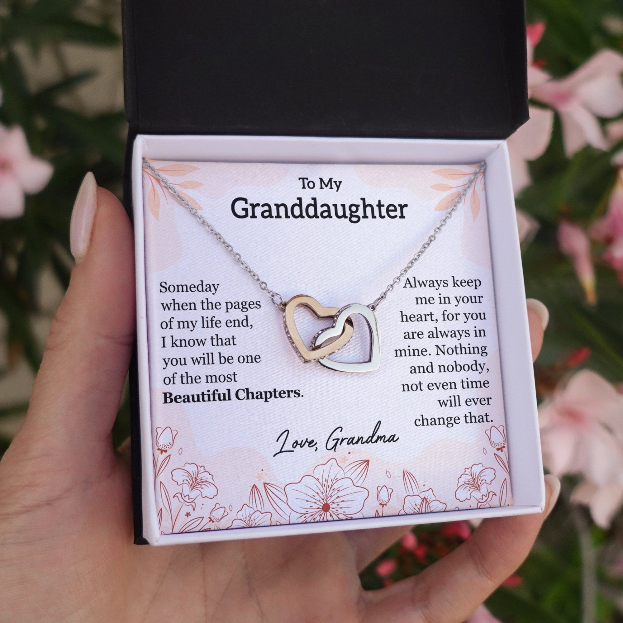 To My Granddaughter - Beautiful Chapter - Interlocking Hearts Necklace - Celeste Jewel