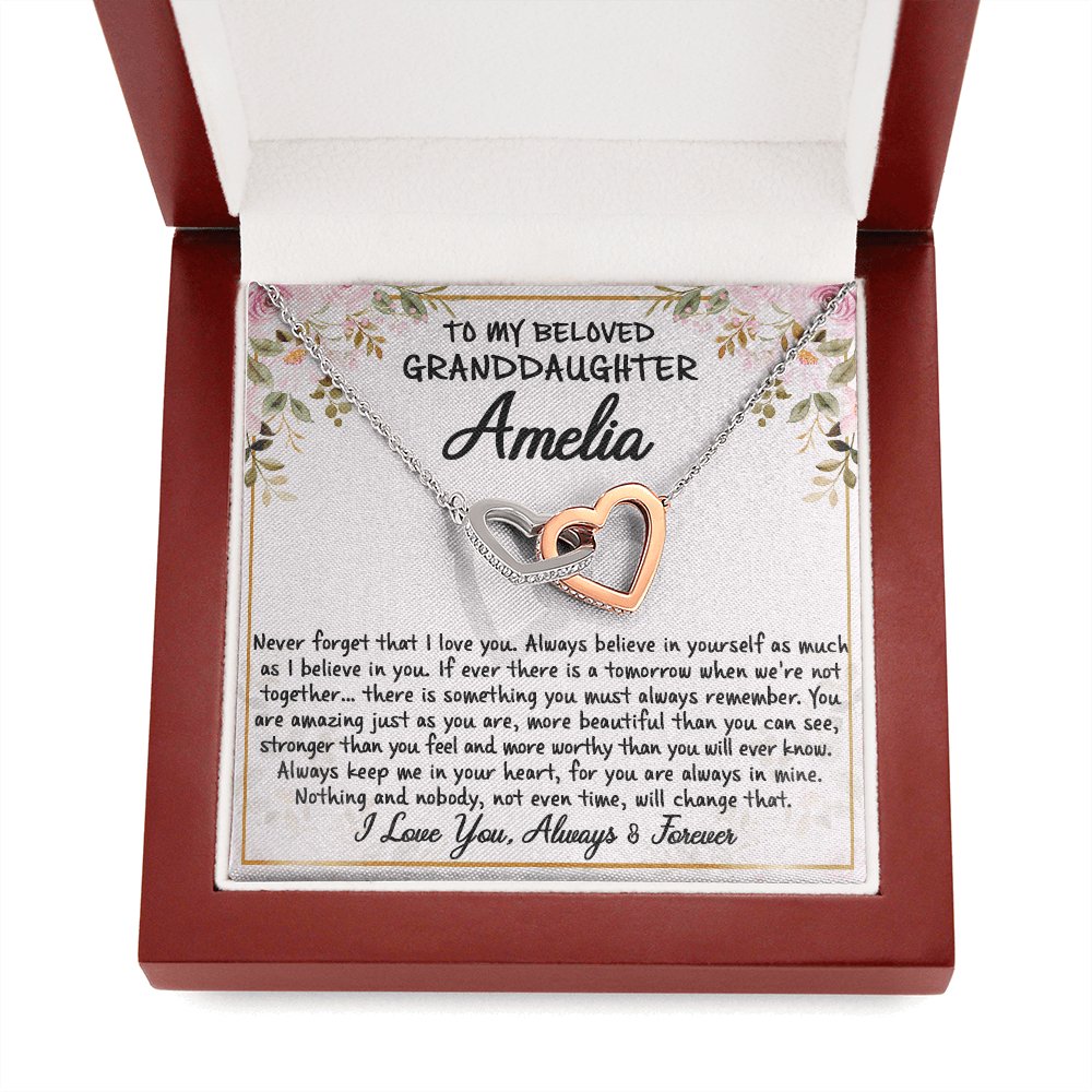 To My Granddaughter - Never Forget - Interlocking Hearts Necklace - Celeste Jewel