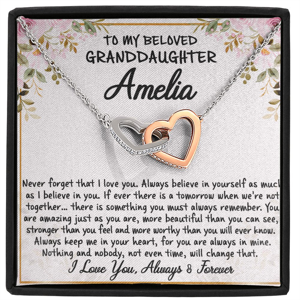 To My Granddaughter - Never Forget - Interlocking Hearts Necklace - Celeste Jewel