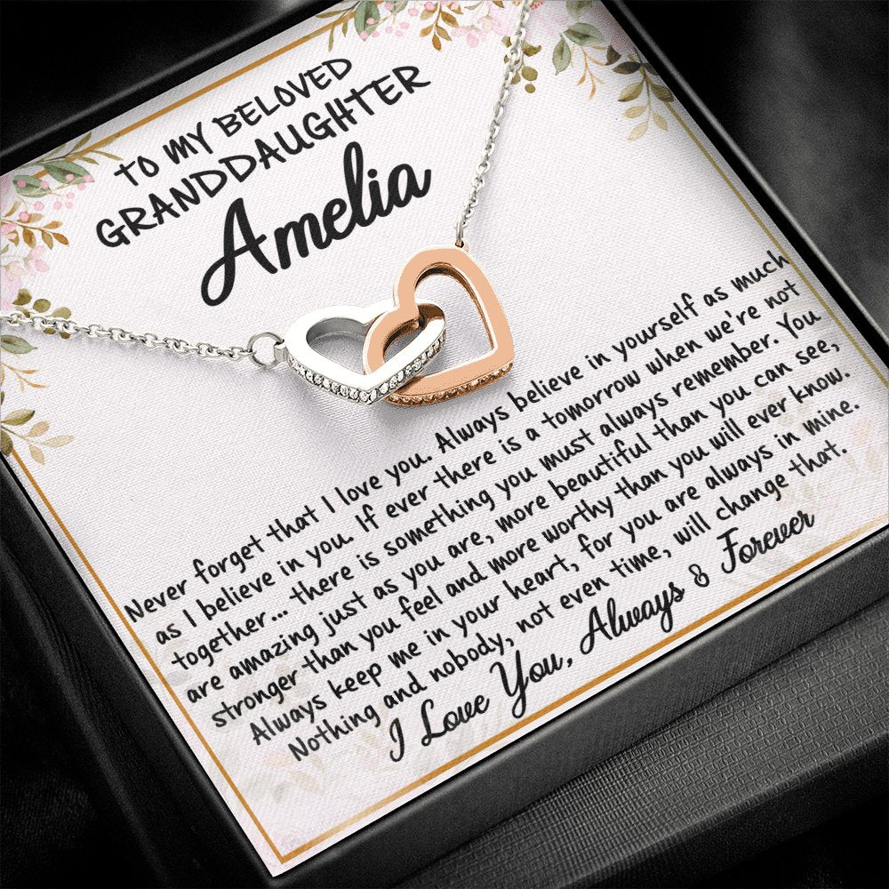 To My Granddaughter - Never Forget - Interlocking Hearts Necklace - Celeste Jewel