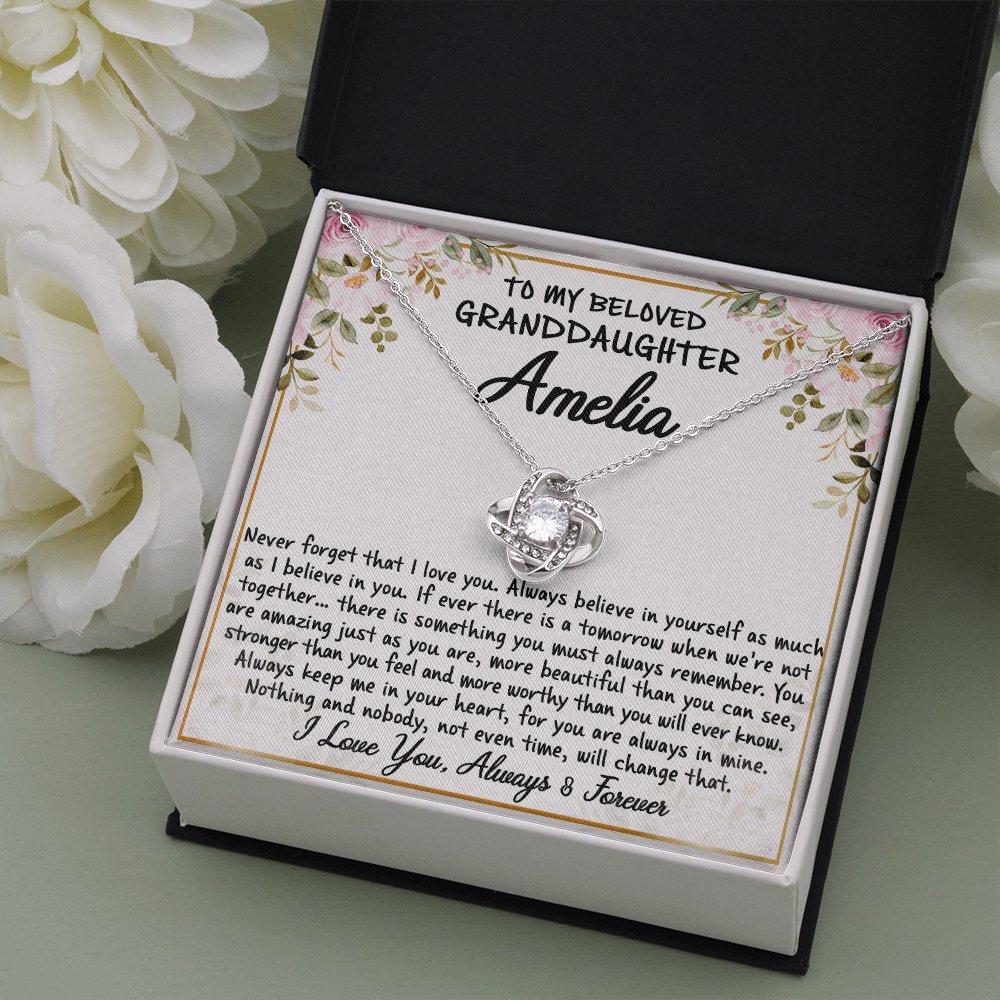 To My Granddaughter - Never Forget - Love Knot Necklace - Celeste Jewel