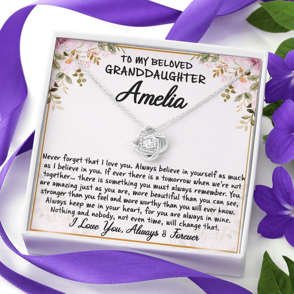 To My Granddaughter - Never Forget - Love Knot Necklace - Celeste Jewel