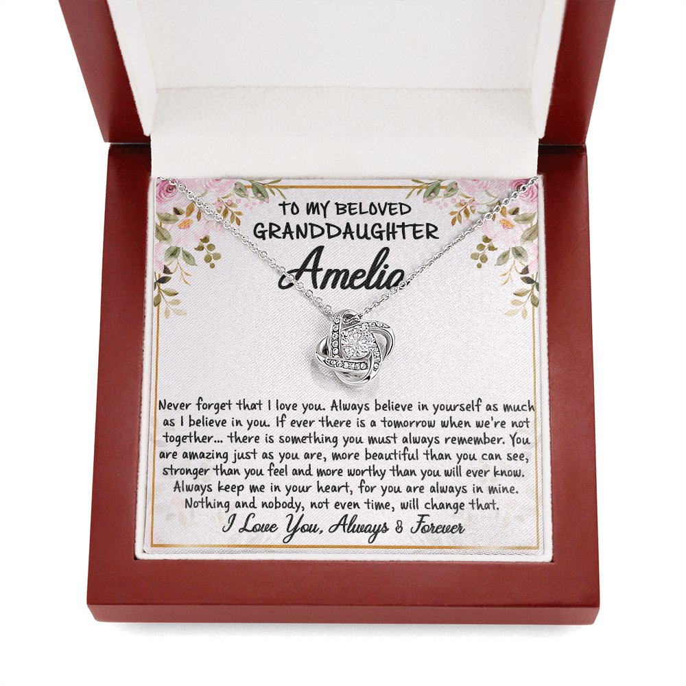 To My Granddaughter - Never Forget - Love Knot Necklace - Celeste Jewel