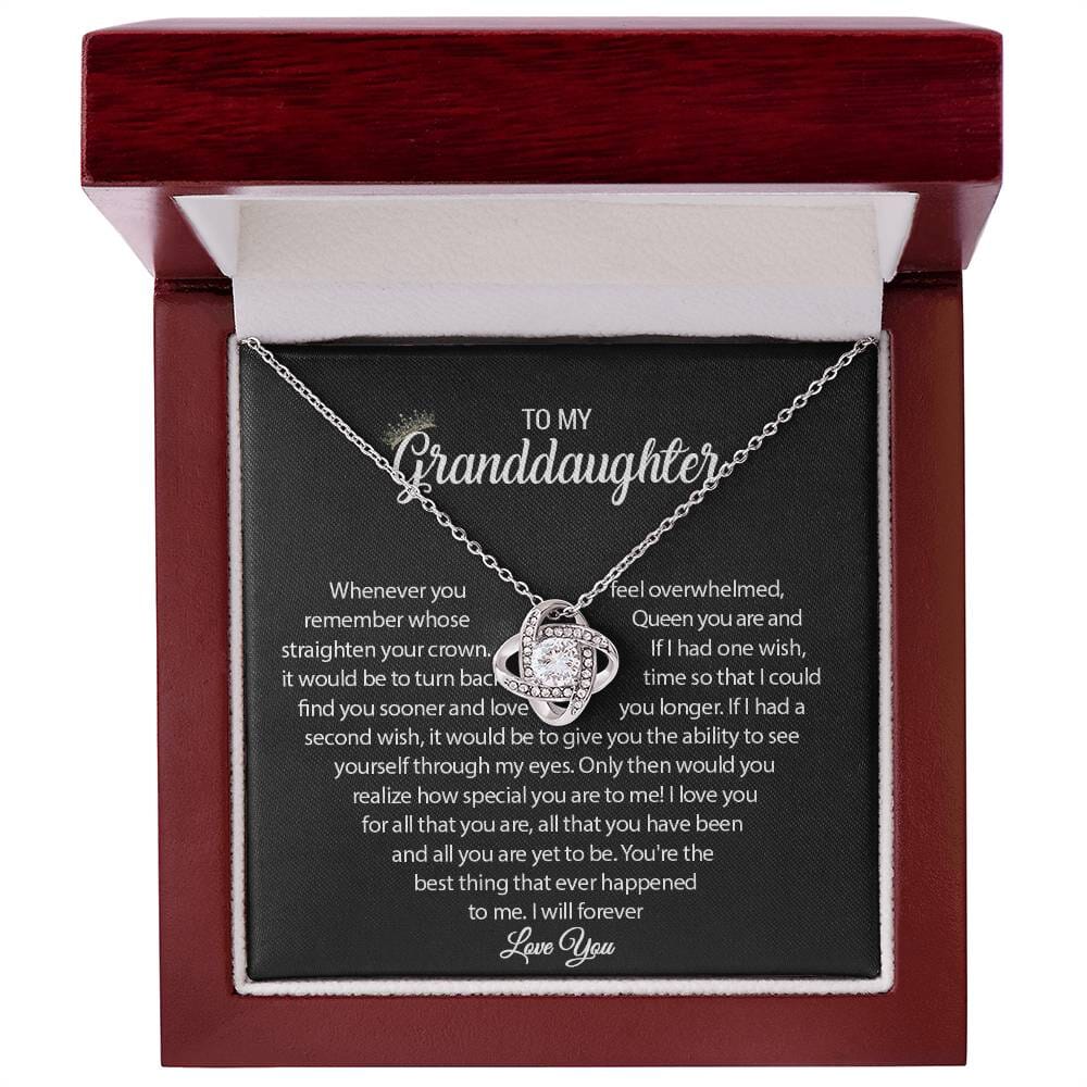 To My Granddaughter - Straighten Your Crown - Love Knot Necklace - Celeste Jewel