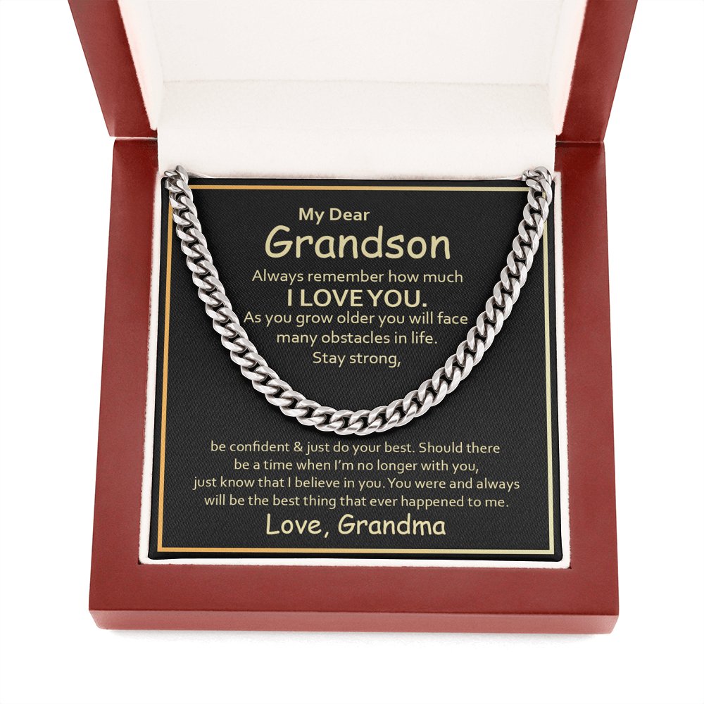 To My Grandson (From Grandma) - Always Remember - Cuban Link Chain Necklace - Celeste Jewel