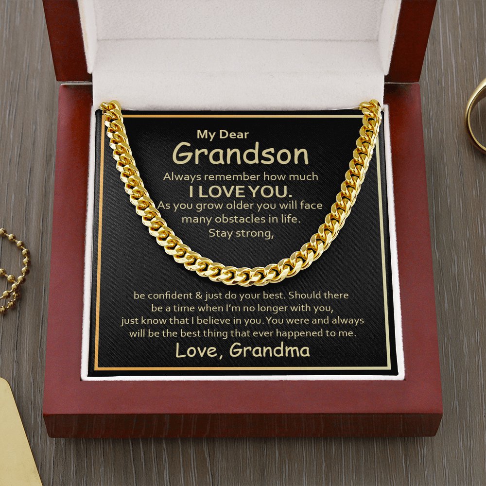 To My Grandson (From Grandma) - Always Remember - Cuban Link Chain Necklace - Celeste Jewel