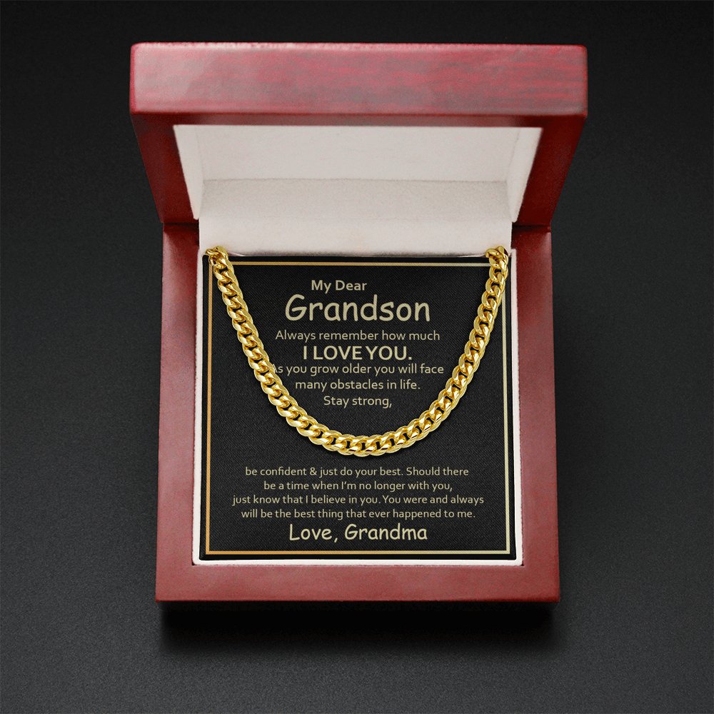 To My Grandson (From Grandma) - Always Remember - Cuban Link Chain Necklace - Celeste Jewel