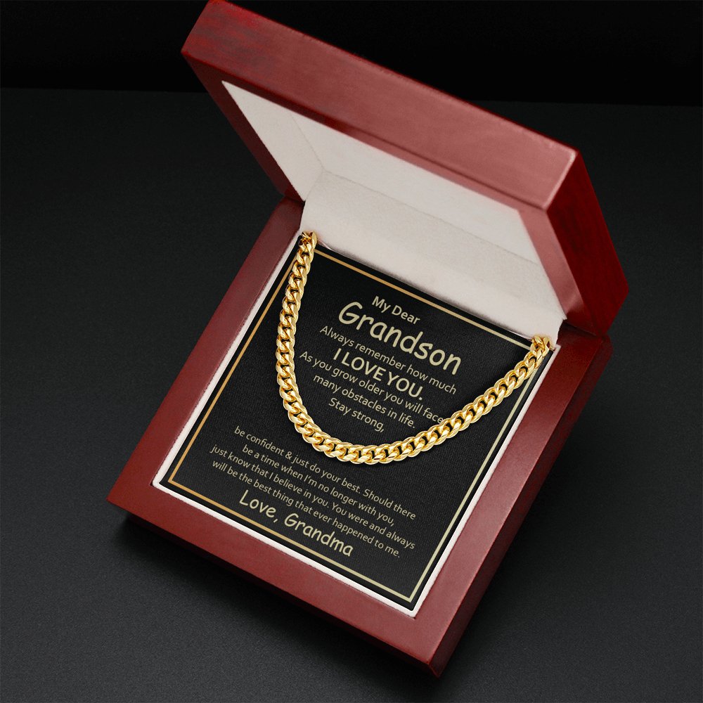 To My Grandson (From Grandma) - Always Remember - Cuban Link Chain Necklace - Celeste Jewel