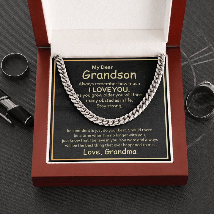 The Strength Of My Grandson Personalized Stainless Steel Dog Tag Necklace -  Graduation Gift Ideas