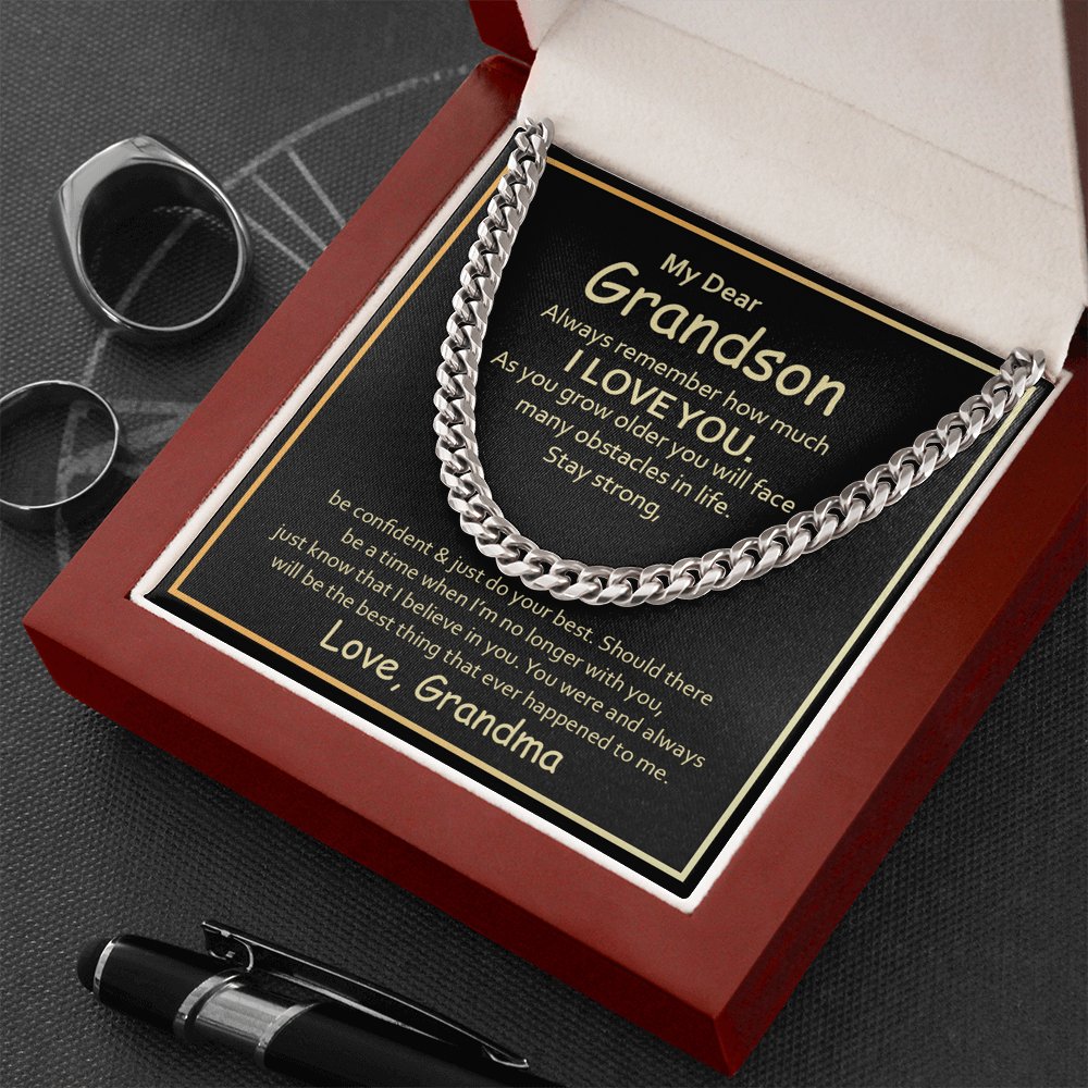 To My Grandson (From Grandma) - Always Remember - Cuban Link Chain Necklace - Celeste Jewel