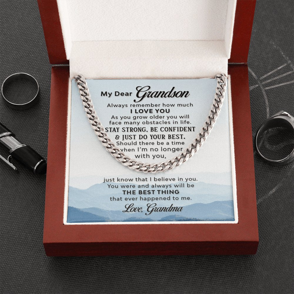 To My Grandson (From Grandma) - The Best Thing - Cuban Link Chain Necklace - Celeste Jewel