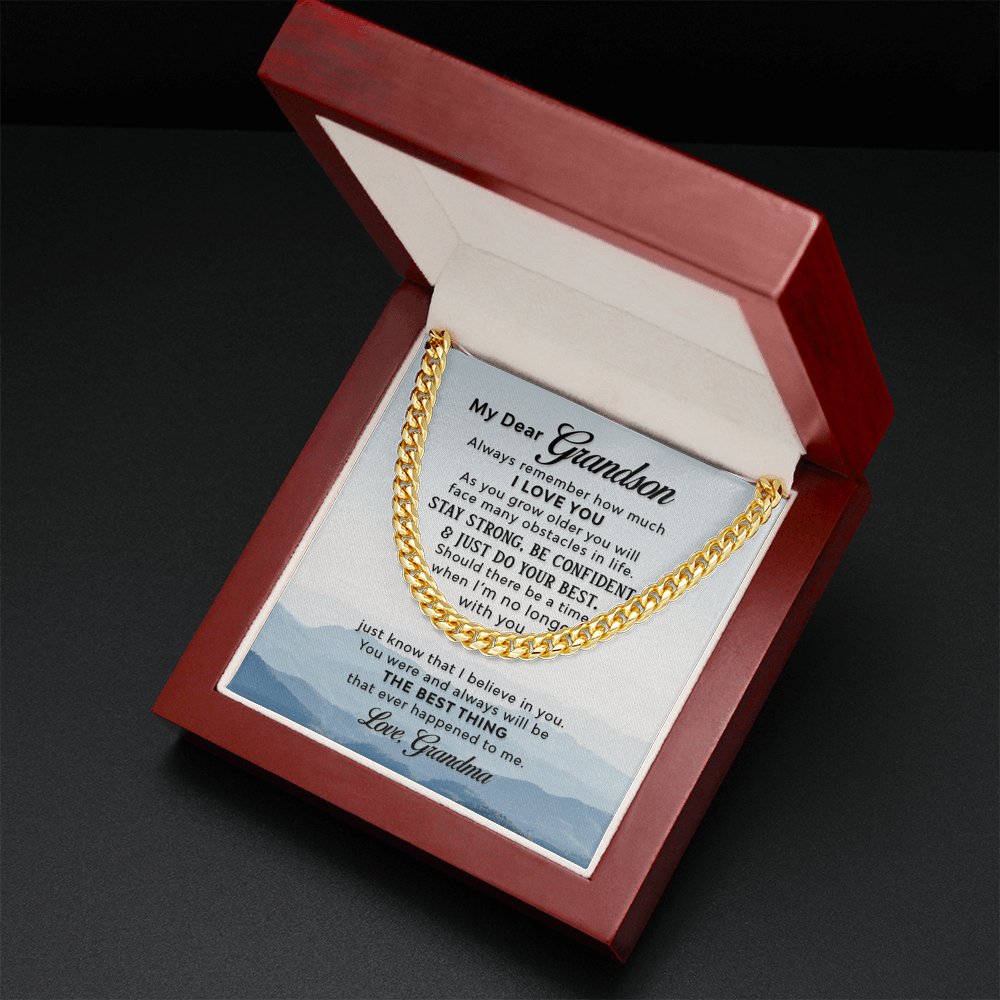 To My Grandson (From Grandma) - The Best Thing - Cuban Link Chain Necklace - Celeste Jewel