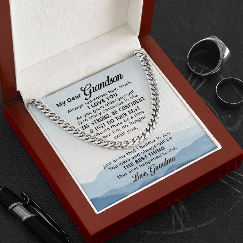 To My Grandson (From Grandma) - The Best Thing - Cuban Link Chain Necklace - Celeste Jewel