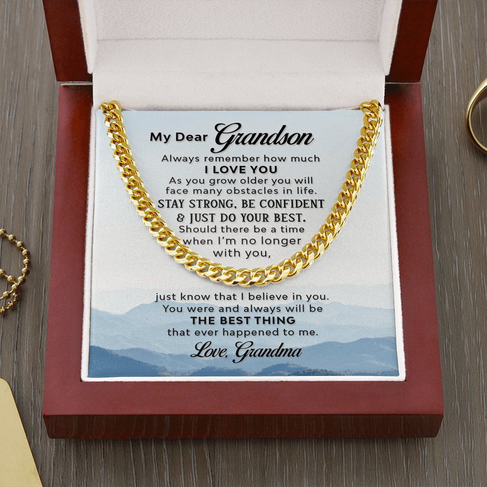 To My Grandson (From Grandma) - The Best Thing - Cuban Link Chain Necklace - Celeste Jewel