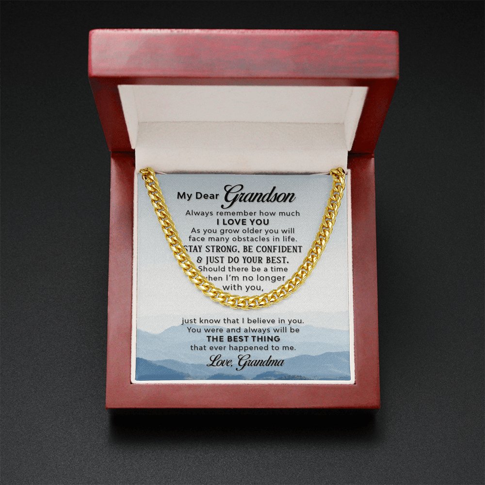To My Grandson (From Grandma) - The Best Thing - Cuban Link Chain Necklace - Celeste Jewel