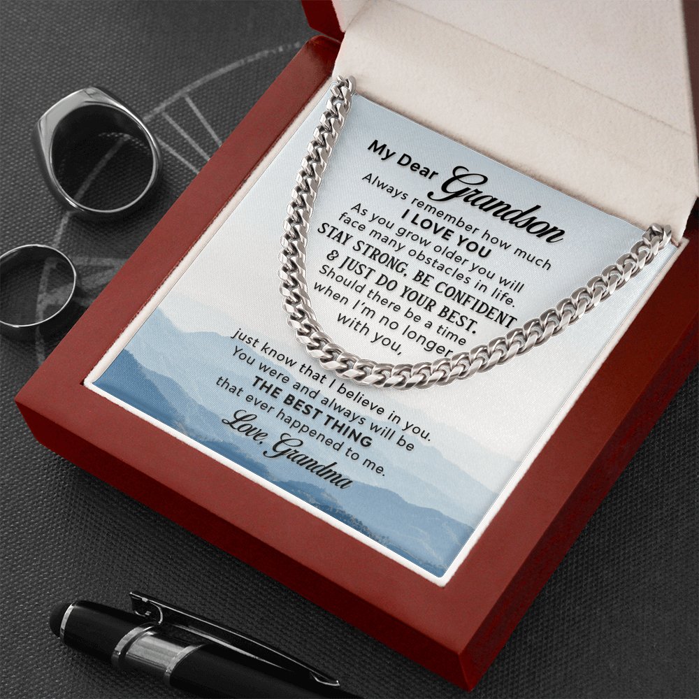 To My Grandson (From Grandma) - The Best Thing - Cuban Link Chain Necklace - Celeste Jewel