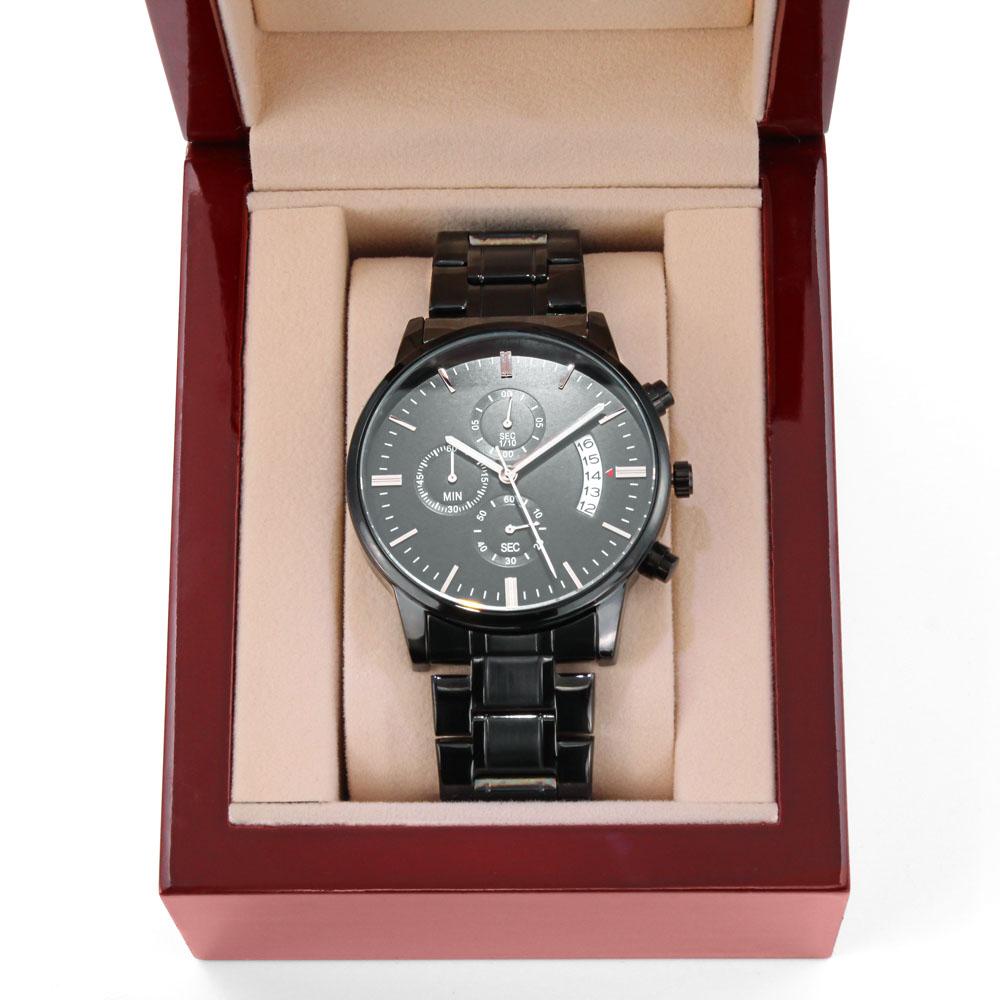 To My Husband - Even On Days - Black Chronograph Watch - Celeste Jewel