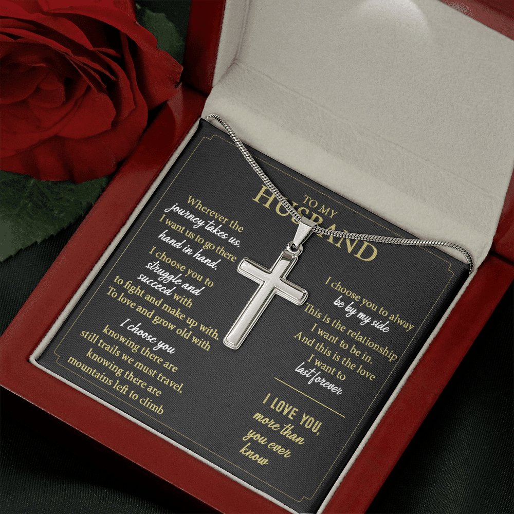 To My Husband - More Than You Ever Know - Personalized Cross Necklace - Celeste Jewel