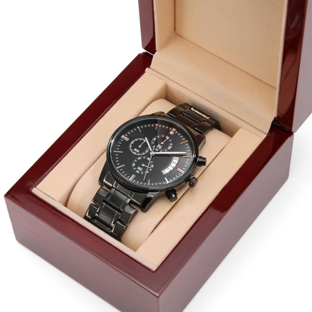 To My Husband - Over And Over - Black Chronograph Watch - Celeste Jewel