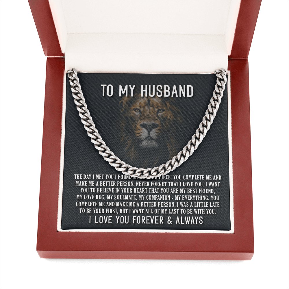 To My Husband - The Day I Met You - Cuban Link Chain Necklace - Celeste Jewel