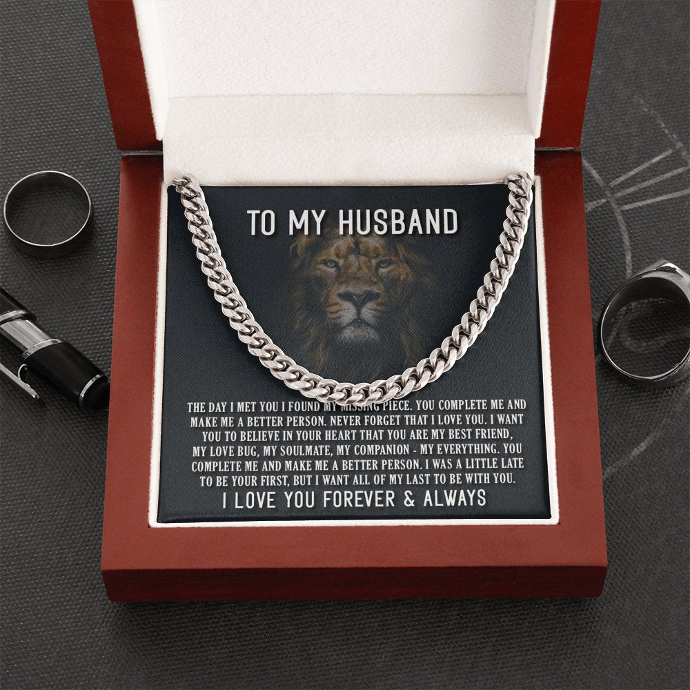 To My Husband - The Day I Met You - Cuban Link Chain Necklace - Celeste Jewel
