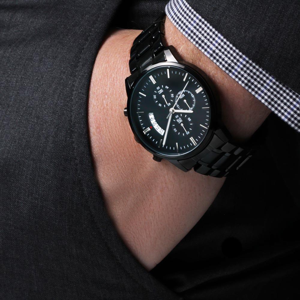 To My Husband - What Love Really Is - Black Chronograph Watch - Celeste Jewel