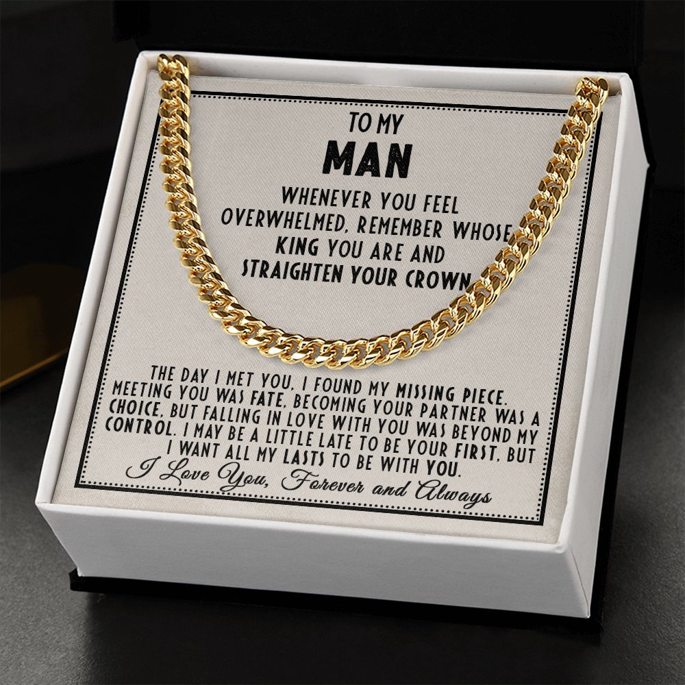To My Man - Straighten Your Crown - Cuban Link Chain Necklace - Celeste Jewel
