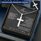 To My Man - Straighten Your Crown - Men's Personalized Cross - Celeste Jewel