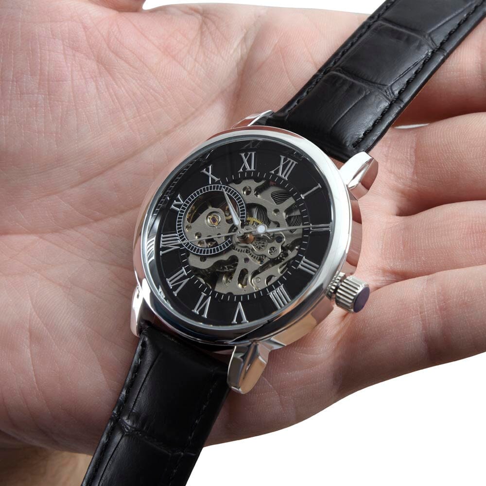 To My Man - Straighten Your Crown - Men's Skeleton Watch - Celeste Jewel