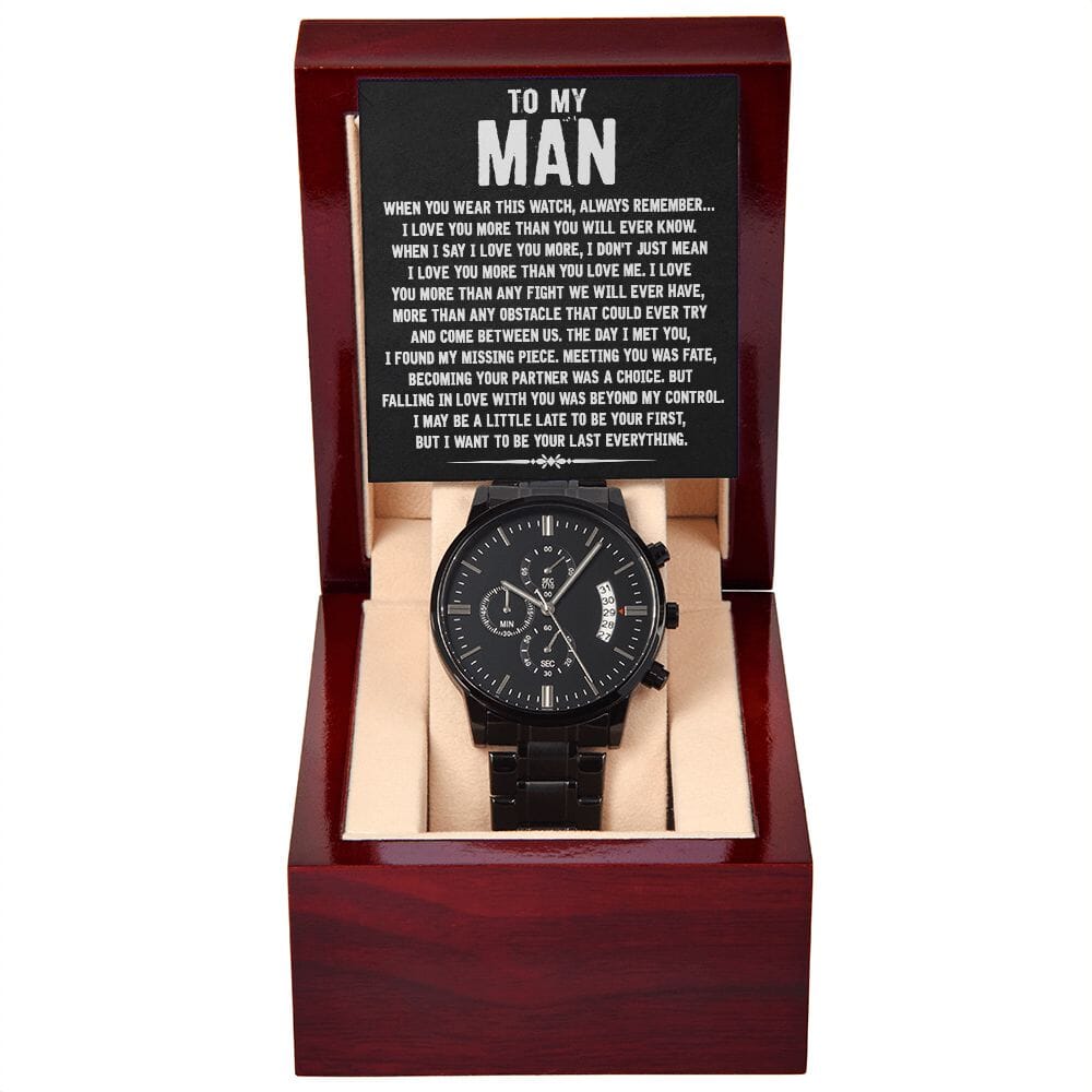 To My Man - Your Last Everything - Black Chronograph Watch - Celeste Jewel