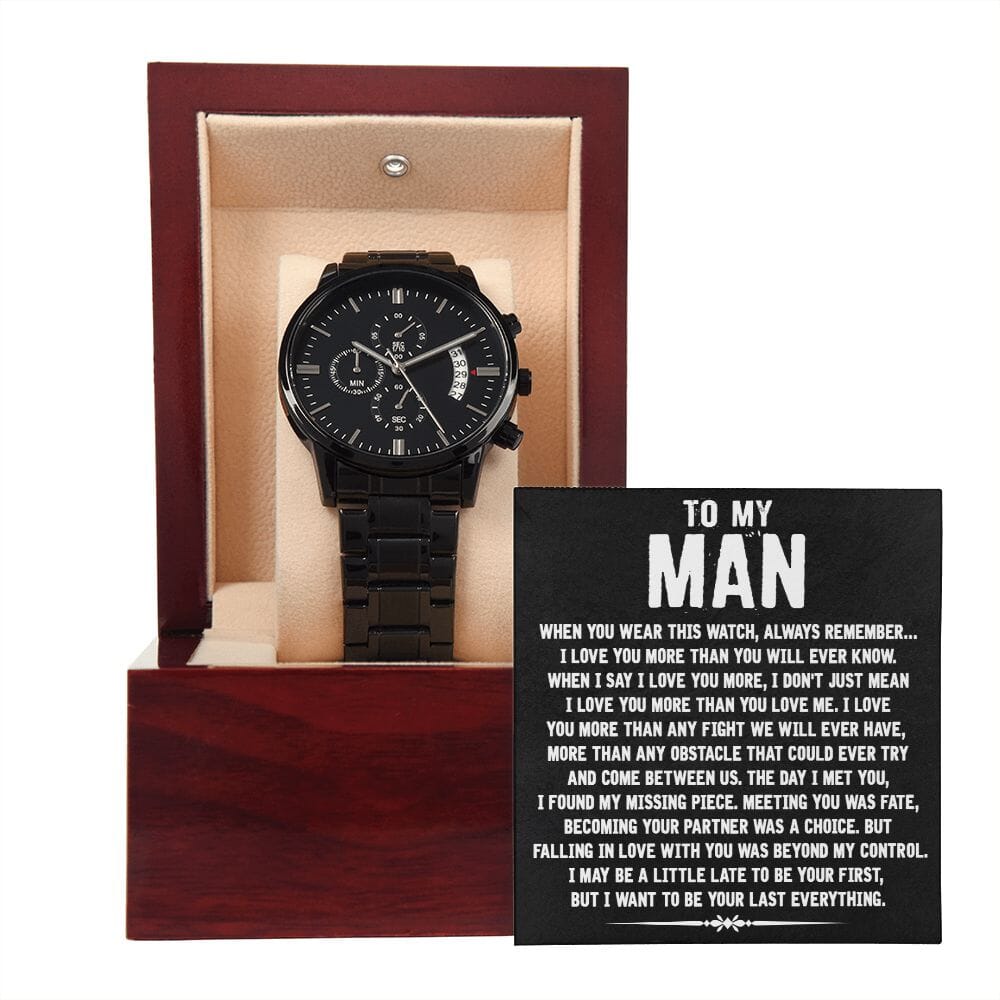 To My Man - Your Last Everything - Black Chronograph Watch - Celeste Jewel