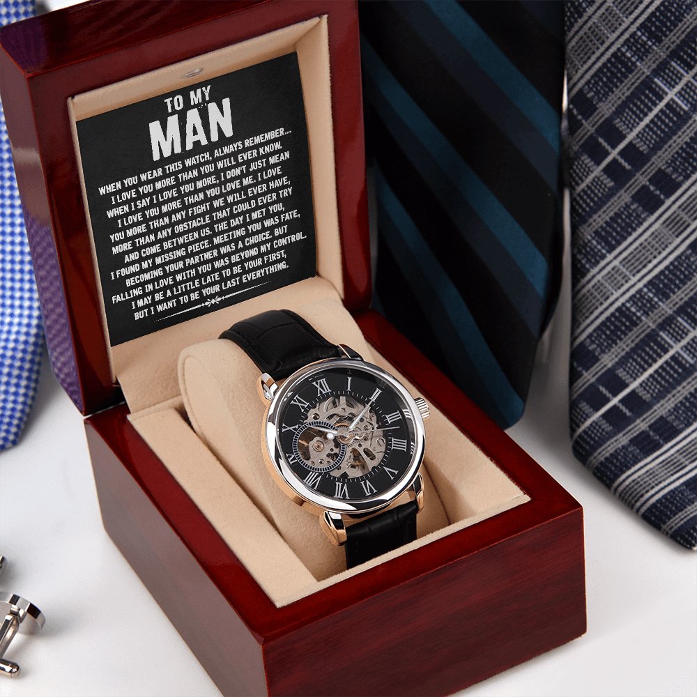 To My Man - Your Last Everything - Men's Skeleton Watch - Celeste Jewel