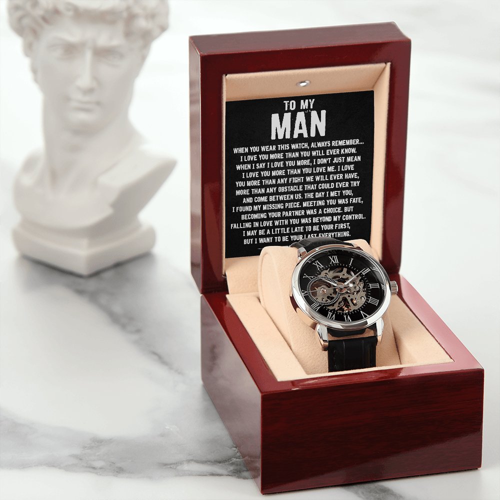 To My Man - Your Last Everything - Men's Skeleton Watch - Celeste Jewel