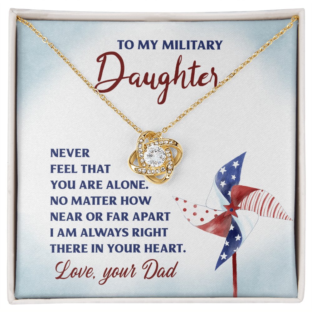To My Military Daughter - Gift For Daughter In Military From Dad - Love Knot Necklace - Celeste Jewel