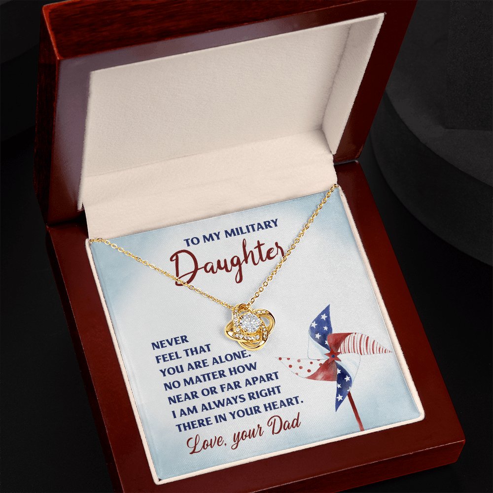 To My Military Daughter - Gift For Daughter In Military From Dad - Love Knot Necklace - Celeste Jewel