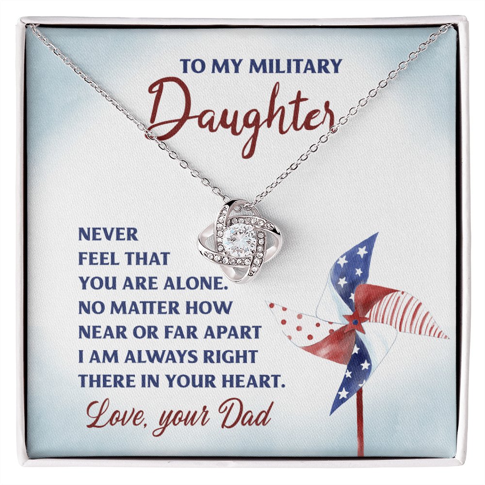 To My Military Daughter - Gift For Daughter In Military From Dad - Love Knot Necklace - Celeste Jewel