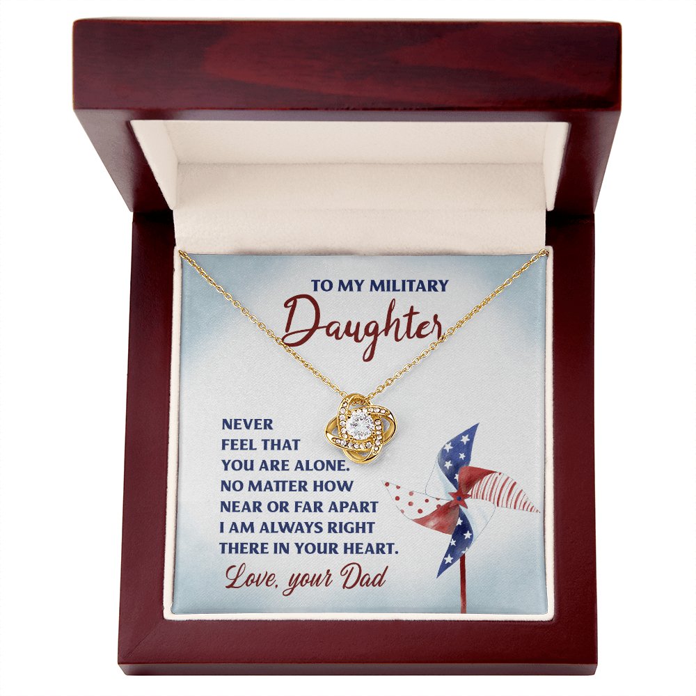 To My Military Daughter - Gift For Daughter In Military From Dad - Love Knot Necklace - Celeste Jewel